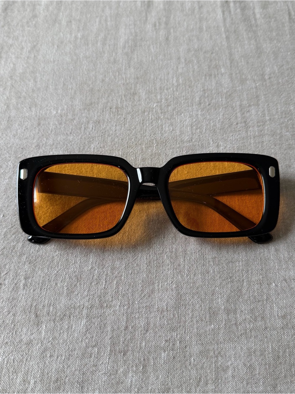 Black Square Sunglasses with Amber Lenses